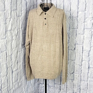 DOCKERS Tan Pullover Polo Men's Sweater Large‎